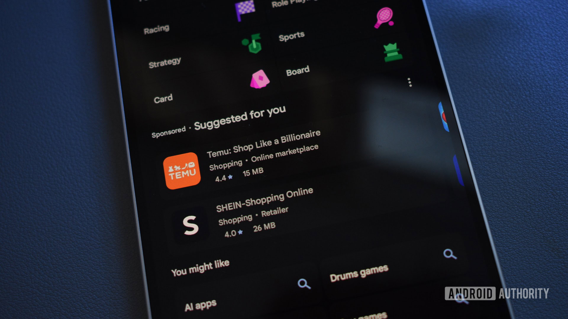 an&uacute;ncios da p&aacute;gina de pesquisa da Google Play Store 1