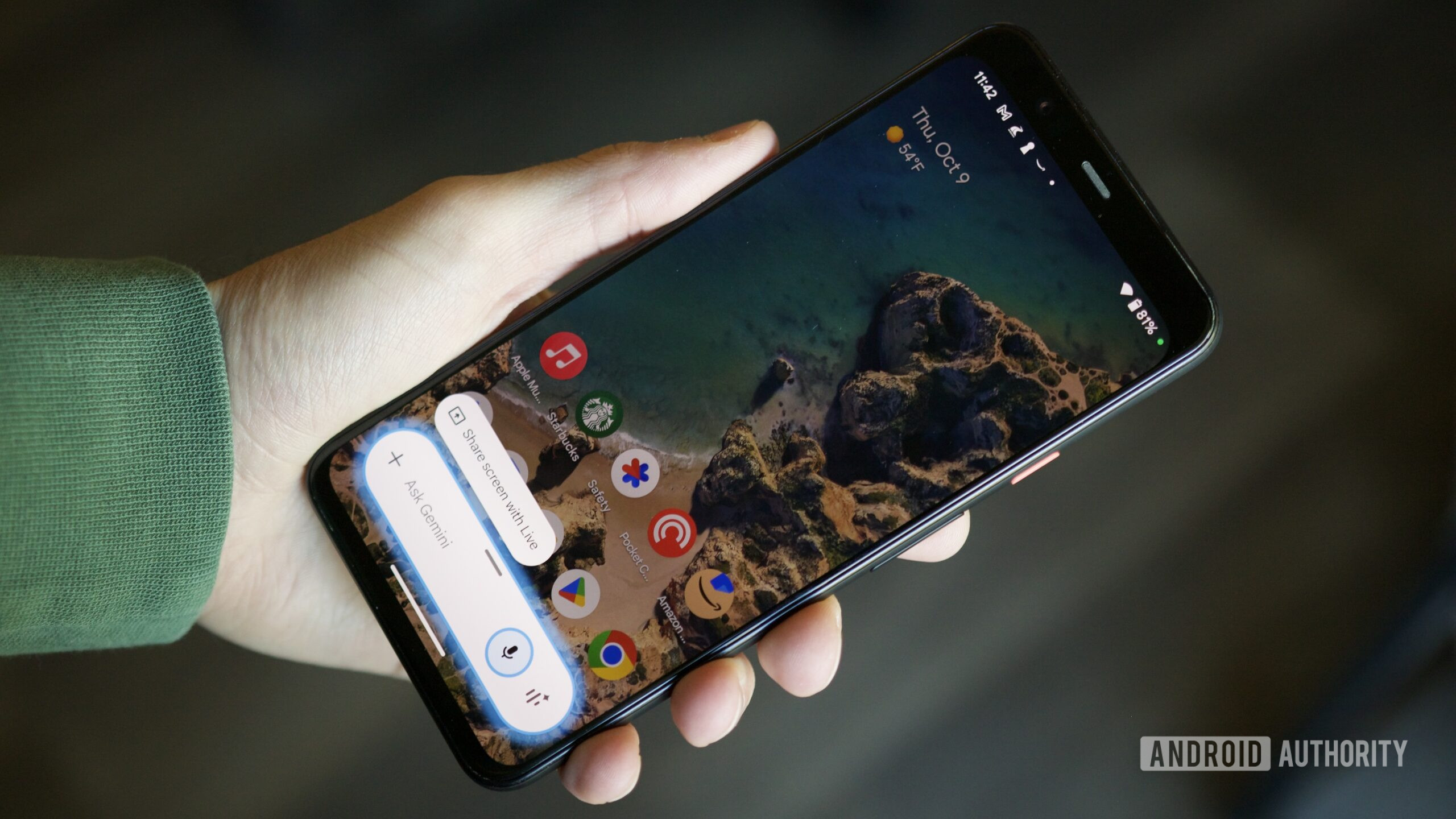 Pop-up Gemini no Google Pixel 4.