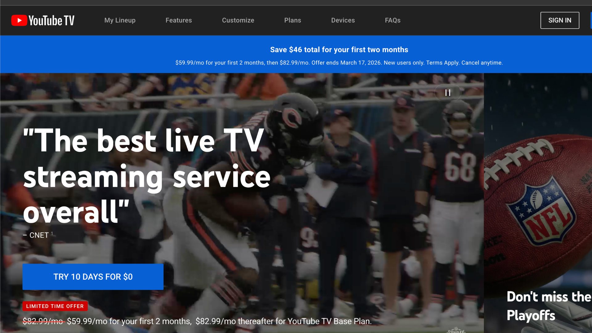 Oferta por tempo limitado do YouTube TV