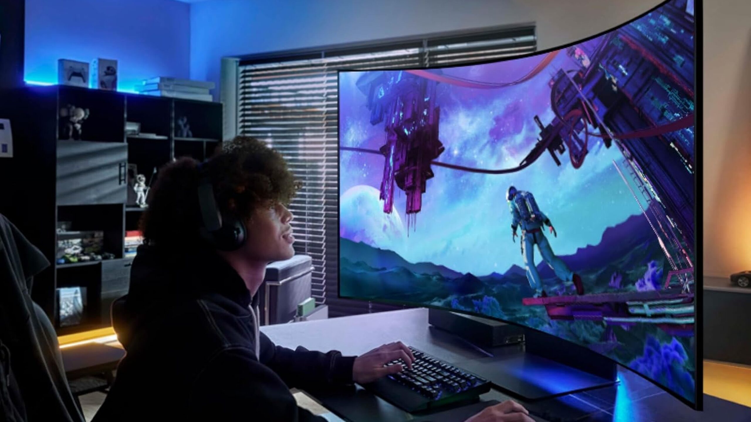 Imagem de imprensa do monitor de jogos Samsung Odyssey Ark de 2&ordf; gera&ccedil;&atilde;o 4curvado de 55 polegadas