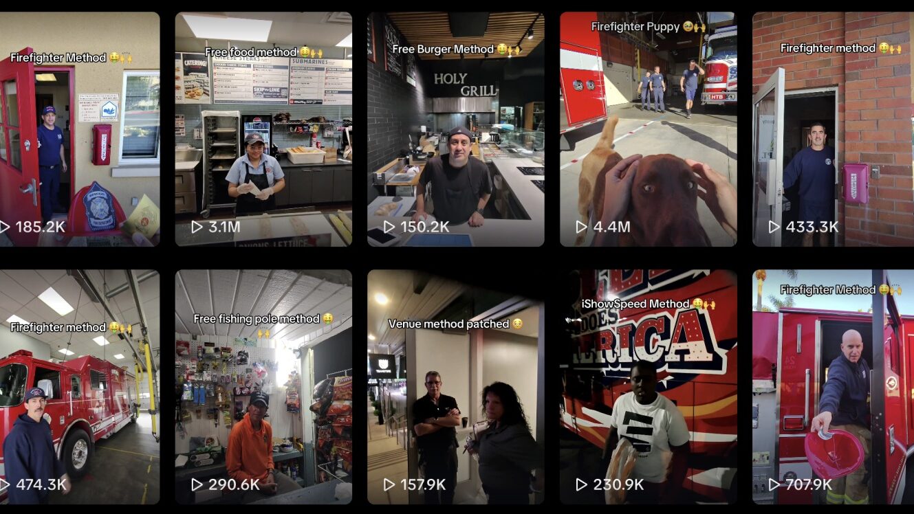 Imagem mostra várias capturas de tela de vídeos virais feitos com smart glasses