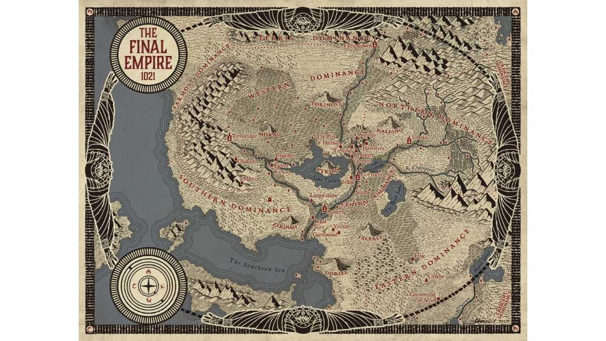 Map for Brandon Sanderson's Mistborn. The Final Empire