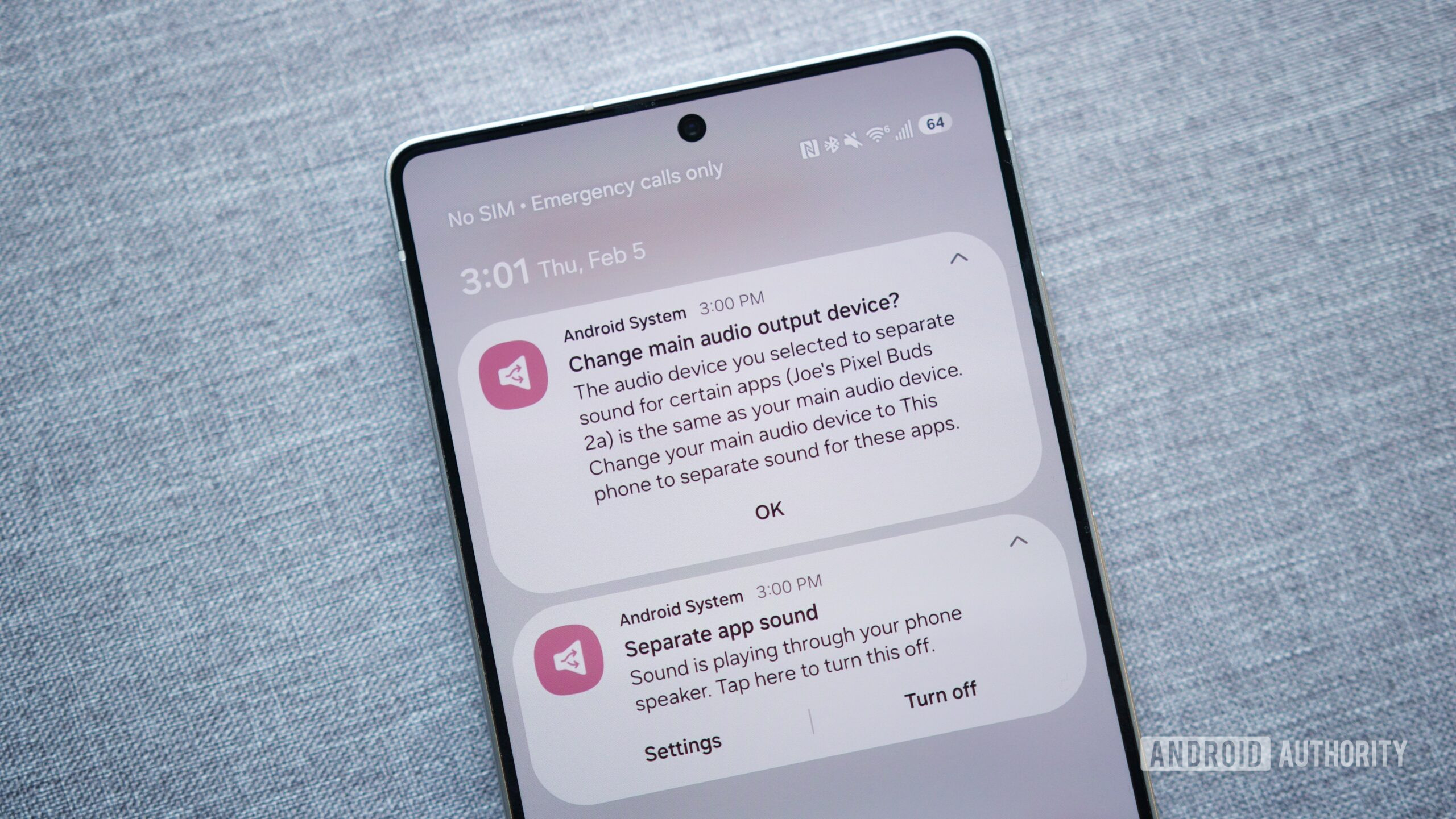 Notifica&ccedil;&atilde;o separada do App Sound em um telefone Samsung.