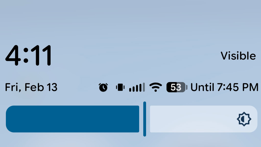 &Iacute;cone do controle deslizante de brilho no Android 16.