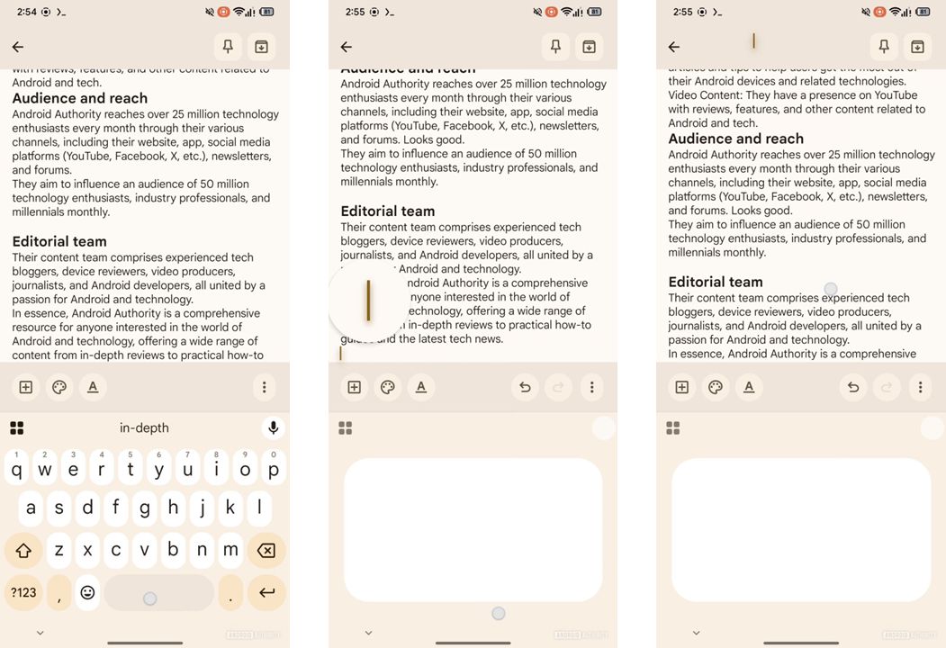 O suposto "modo cursor" do Google Gboard