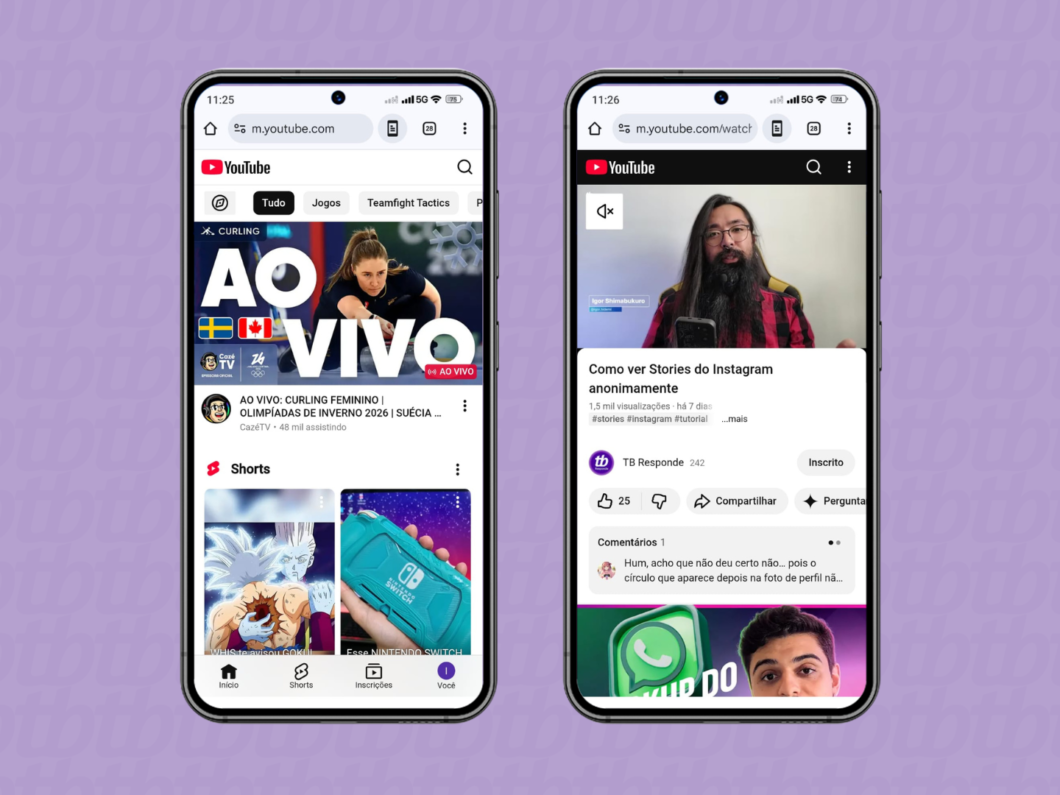 Escolhendo o vídeo desejado no YouTube