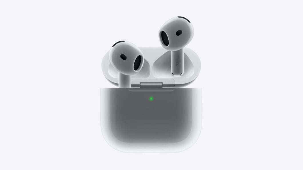 Estojo dos Airpods 4 fornece carga para at&eacute; 30 horas de uso (imagem: Divulga&ccedil;&atilde;o/Apple)