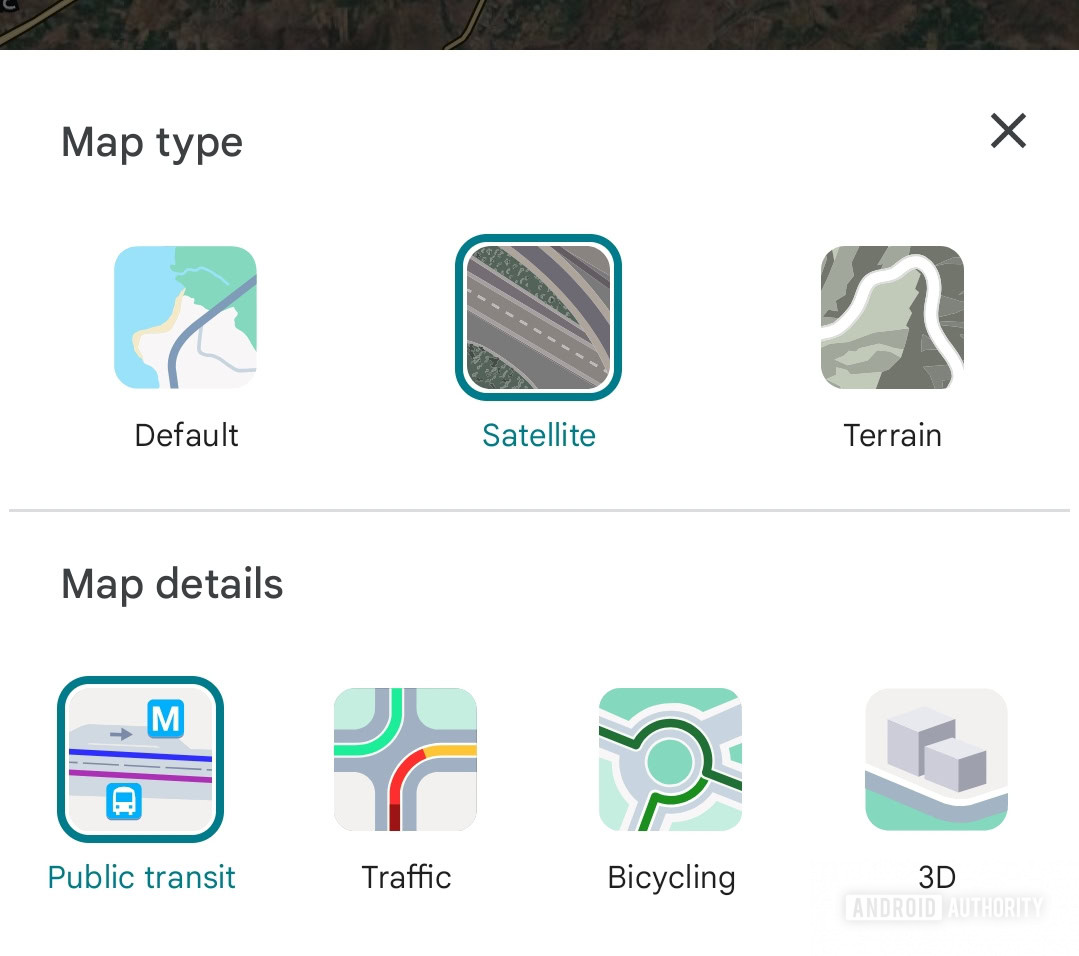 UI atual do Google Mpas com cantos agudos