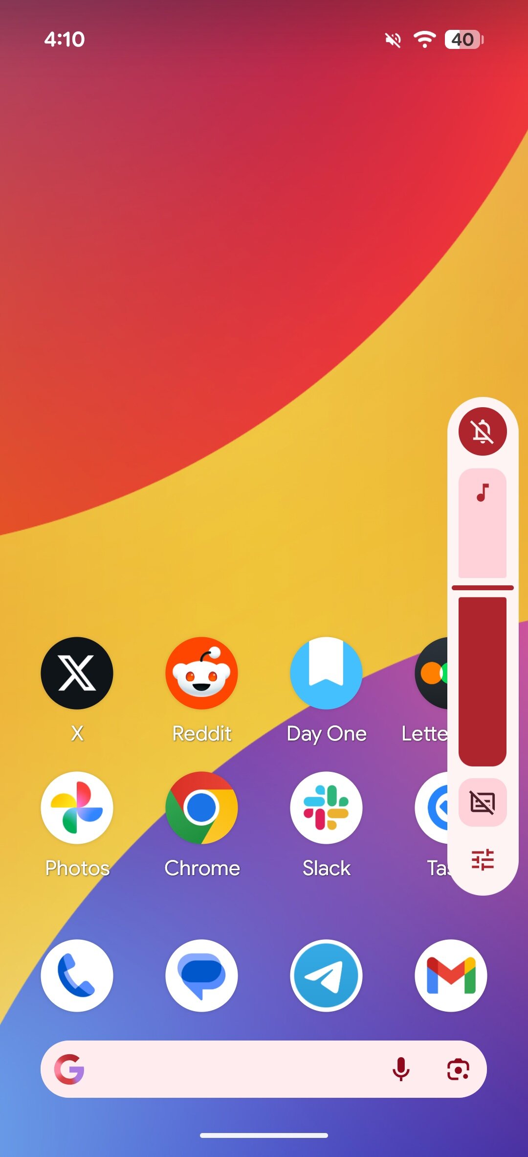 Controle deslizante de volume no Android 17.
