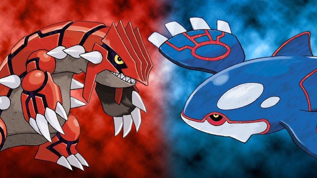 Ilustra&ccedil;&atilde;o dos pok&eacute;mon Groudon e Kyogre
