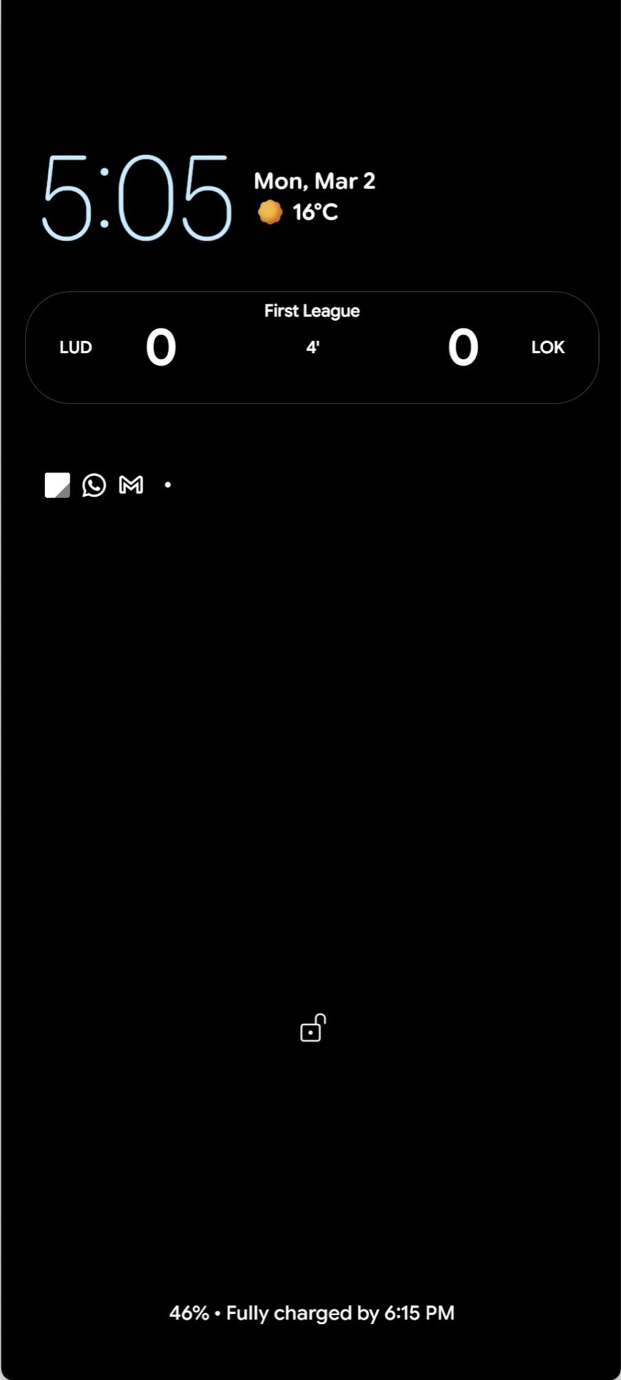At A Glance resultados esportivos na tela sempre ativa