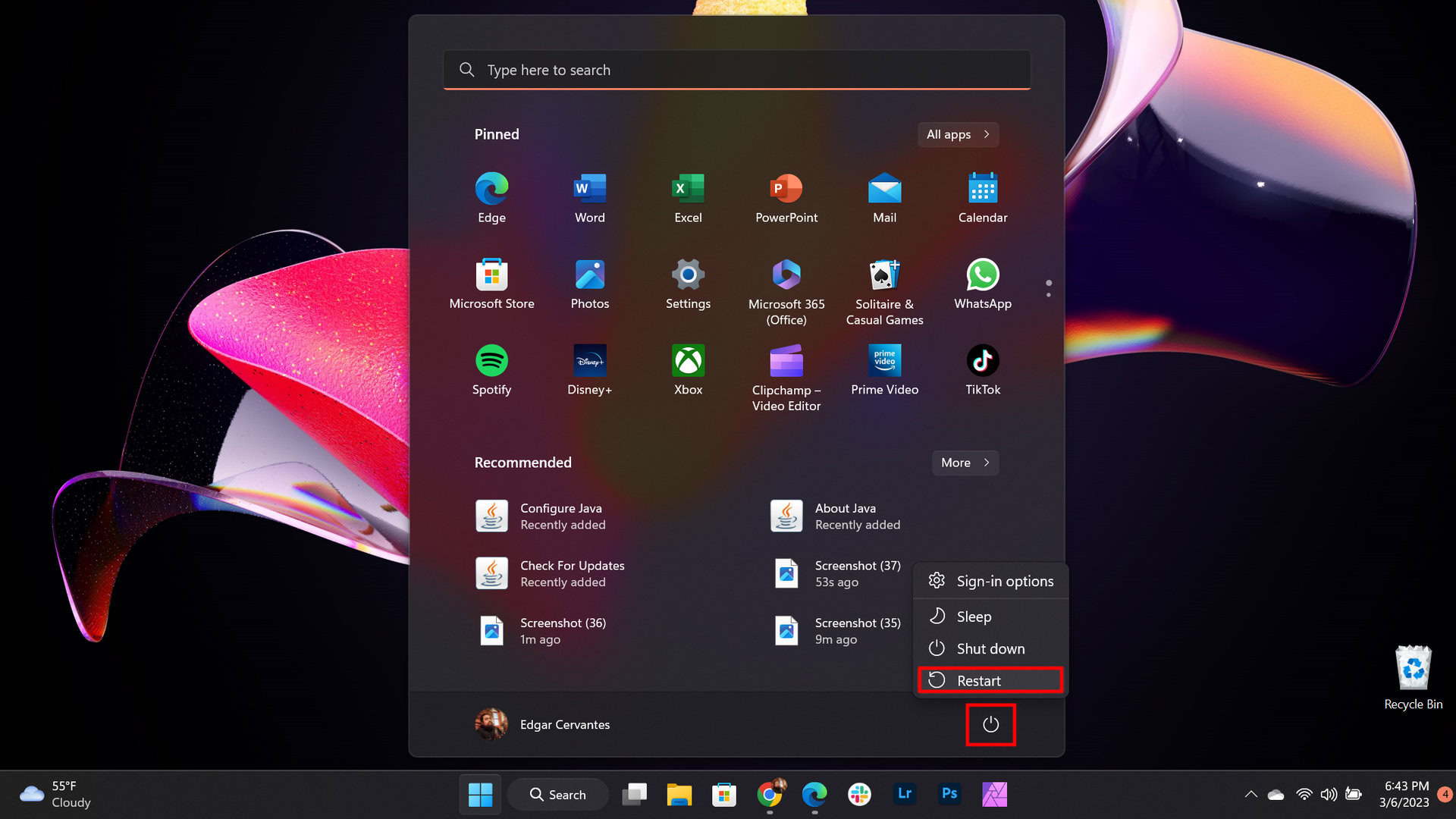 Como reiniciar o Windows 2
