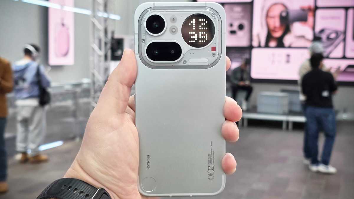 Nothing Phone 4a Pro silver back handheld straight