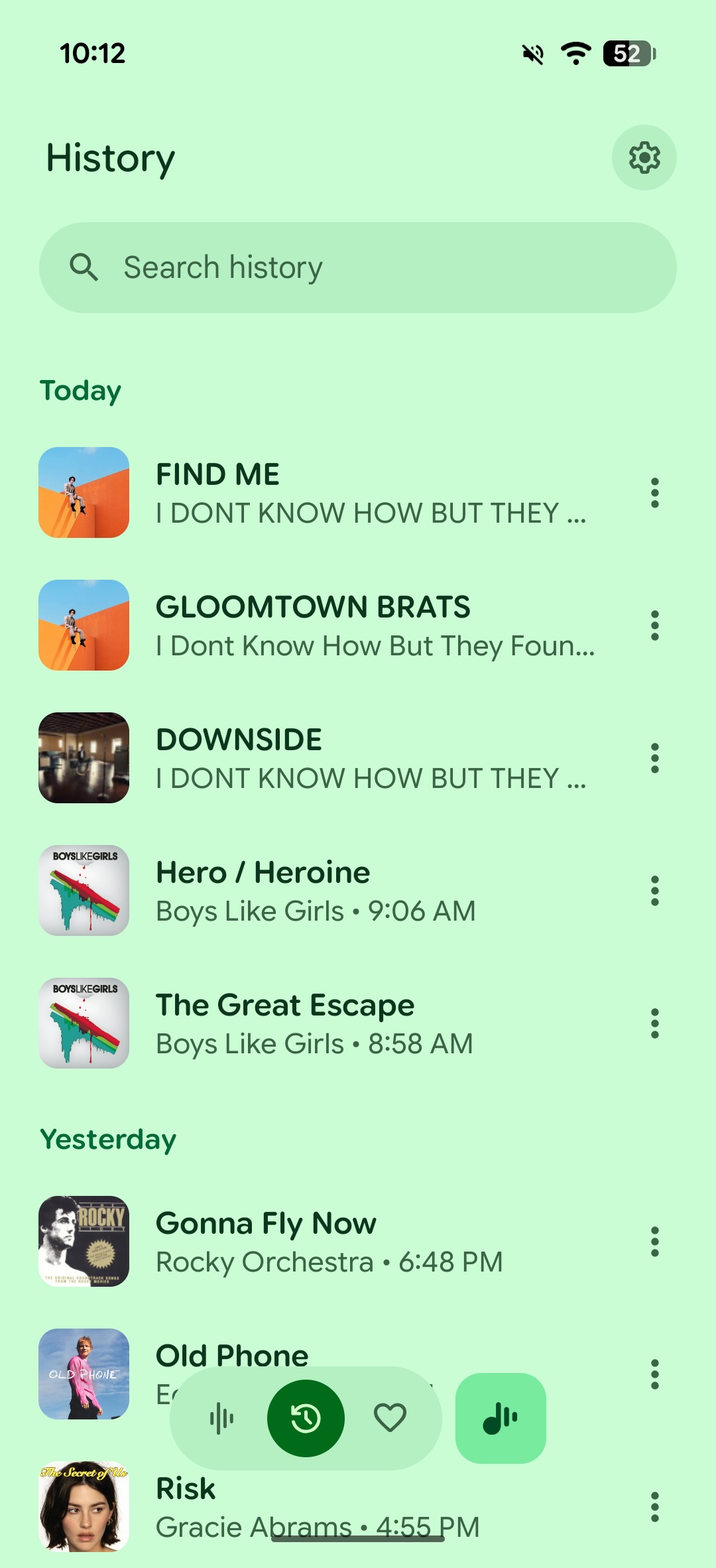 Nova IU do aplicativo Now Playing.