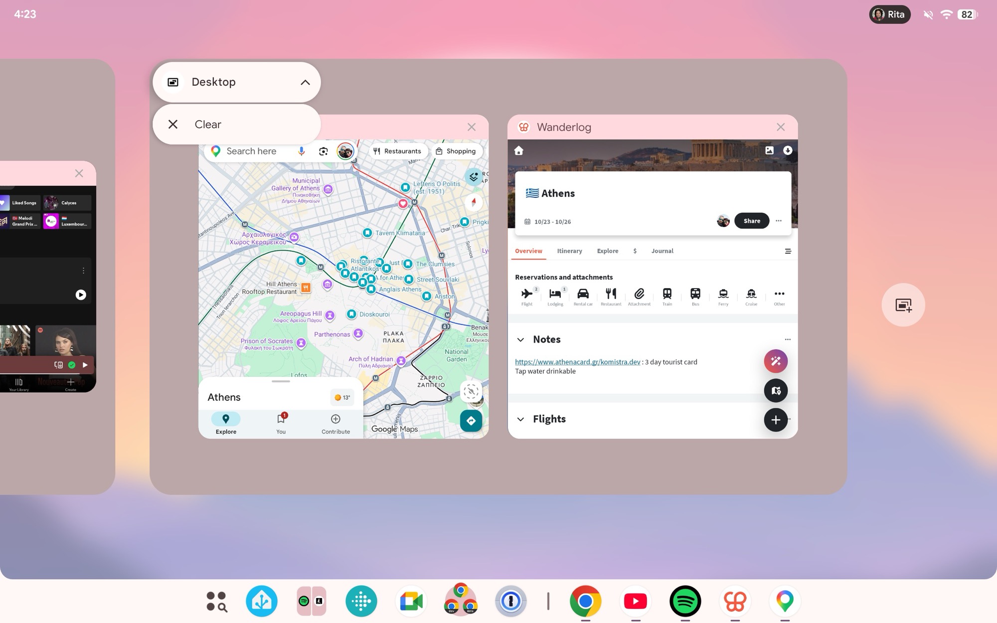 op&ccedil;&otilde;es de desktop do alternador de aplicativos de captura de tela do Android 16 qpr3