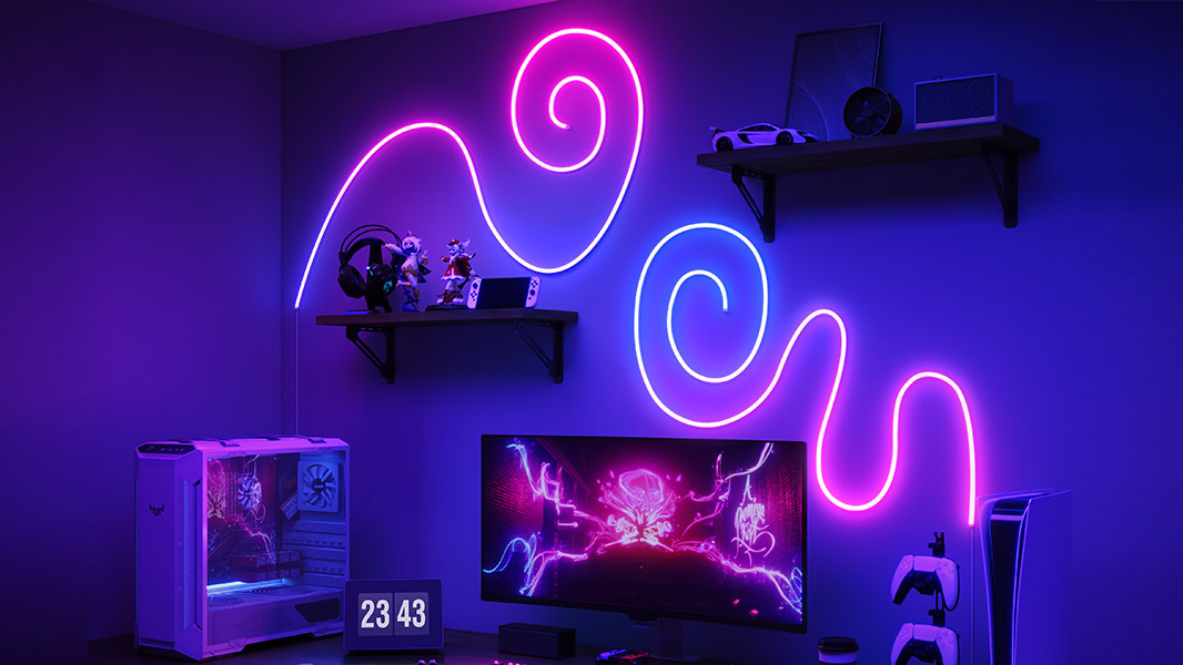 Govee RGBIC Neon Lights na sala de jogos