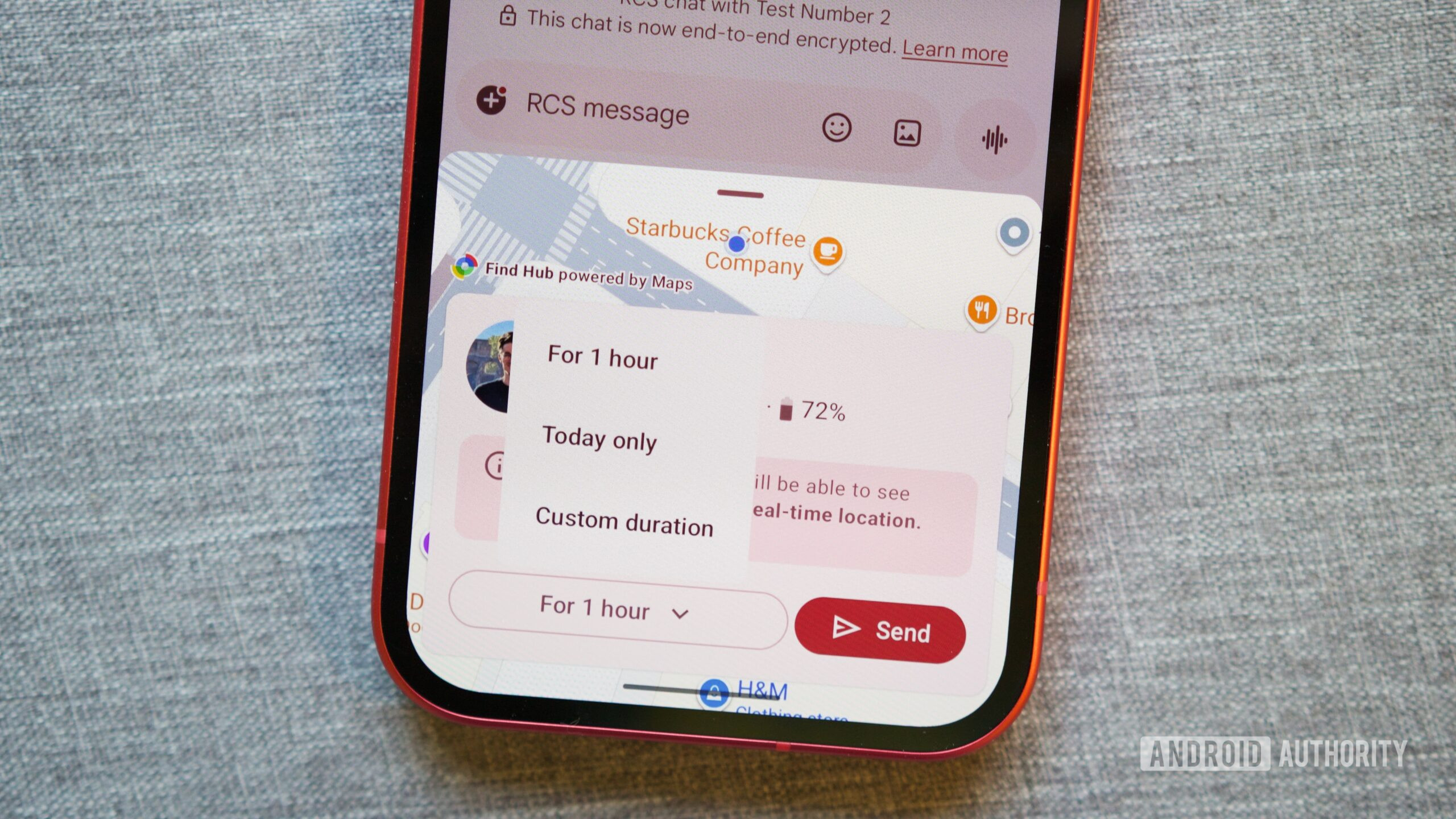 Personaliza&ccedil;&atilde;o do tempo de compartilhamento com compartilhamento de localiza&ccedil;&atilde;o em tempo real no Mensagens do Google.