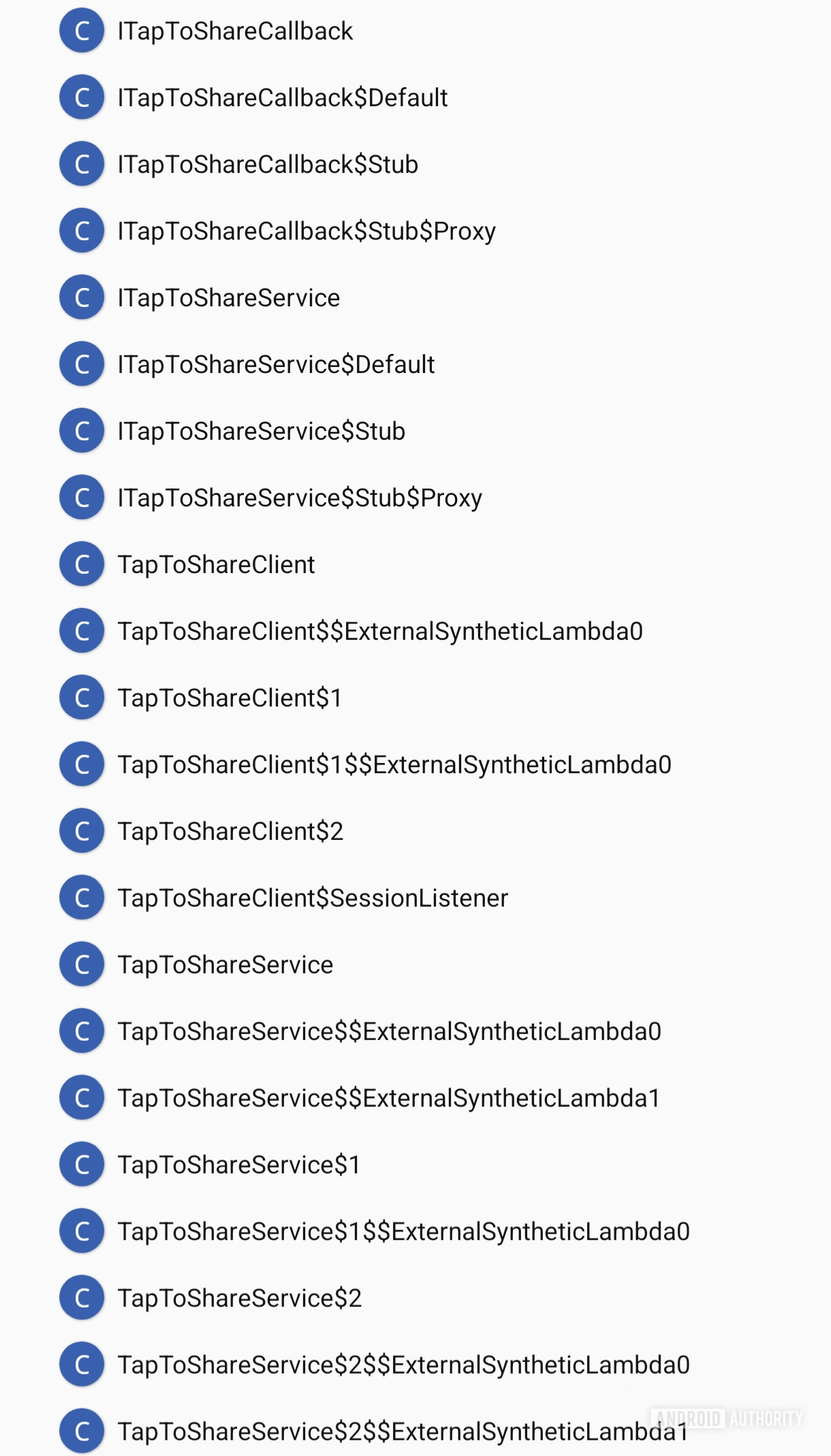 Toque para compartilhar o Android 17