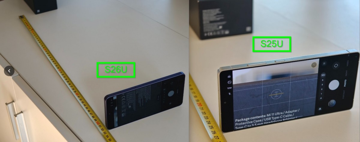 Galaxy S26 Ultra vs Galaxy S25 Ultra Dist&acirc;ncia m&iacute;nima de foco