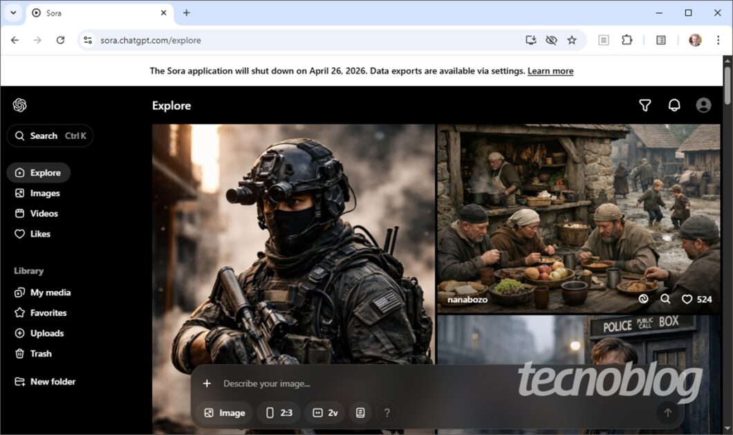 Sora já avisa que será encerrado em 26 de abril