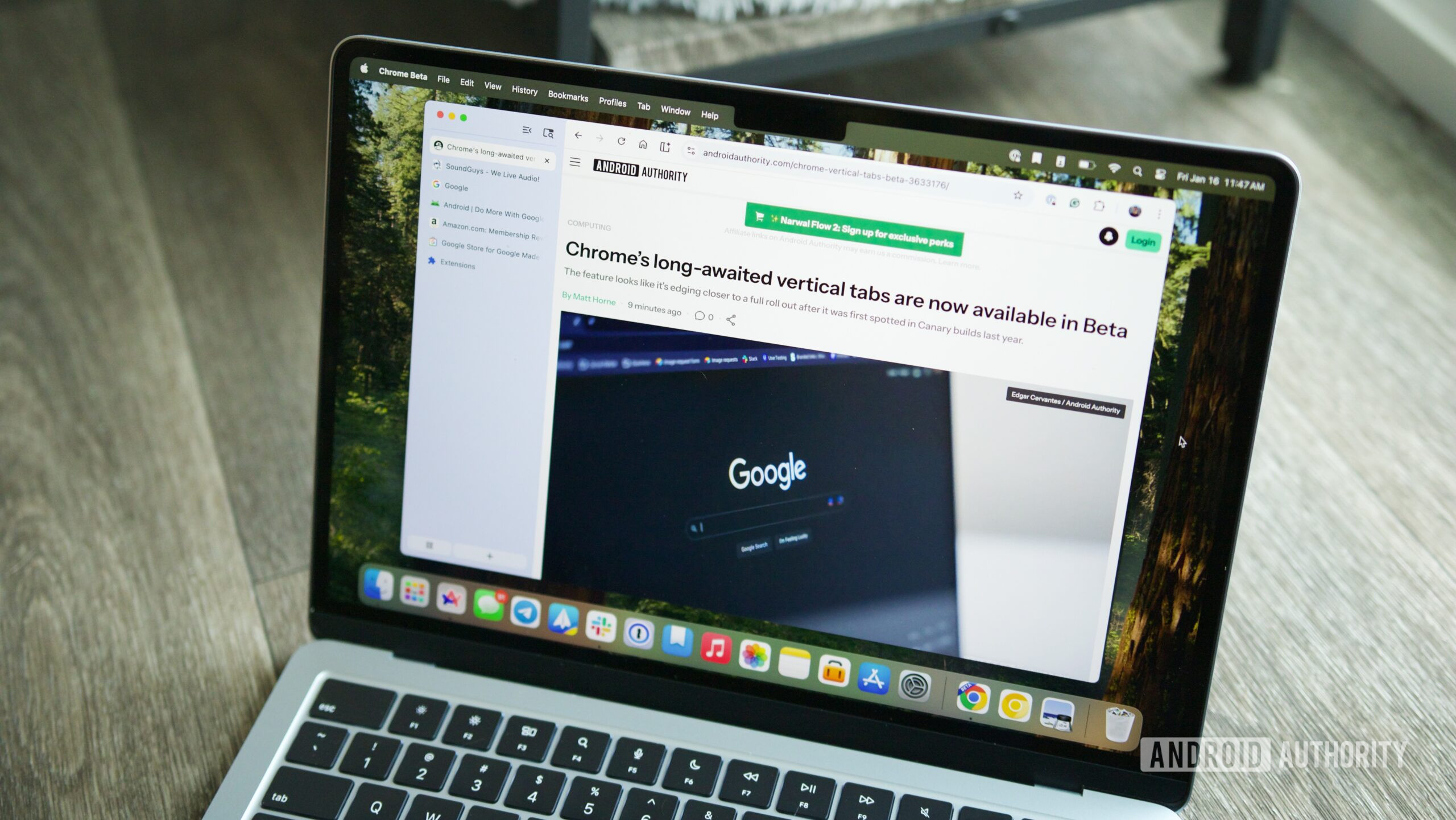 Guias verticais no Google Chrome Beta.