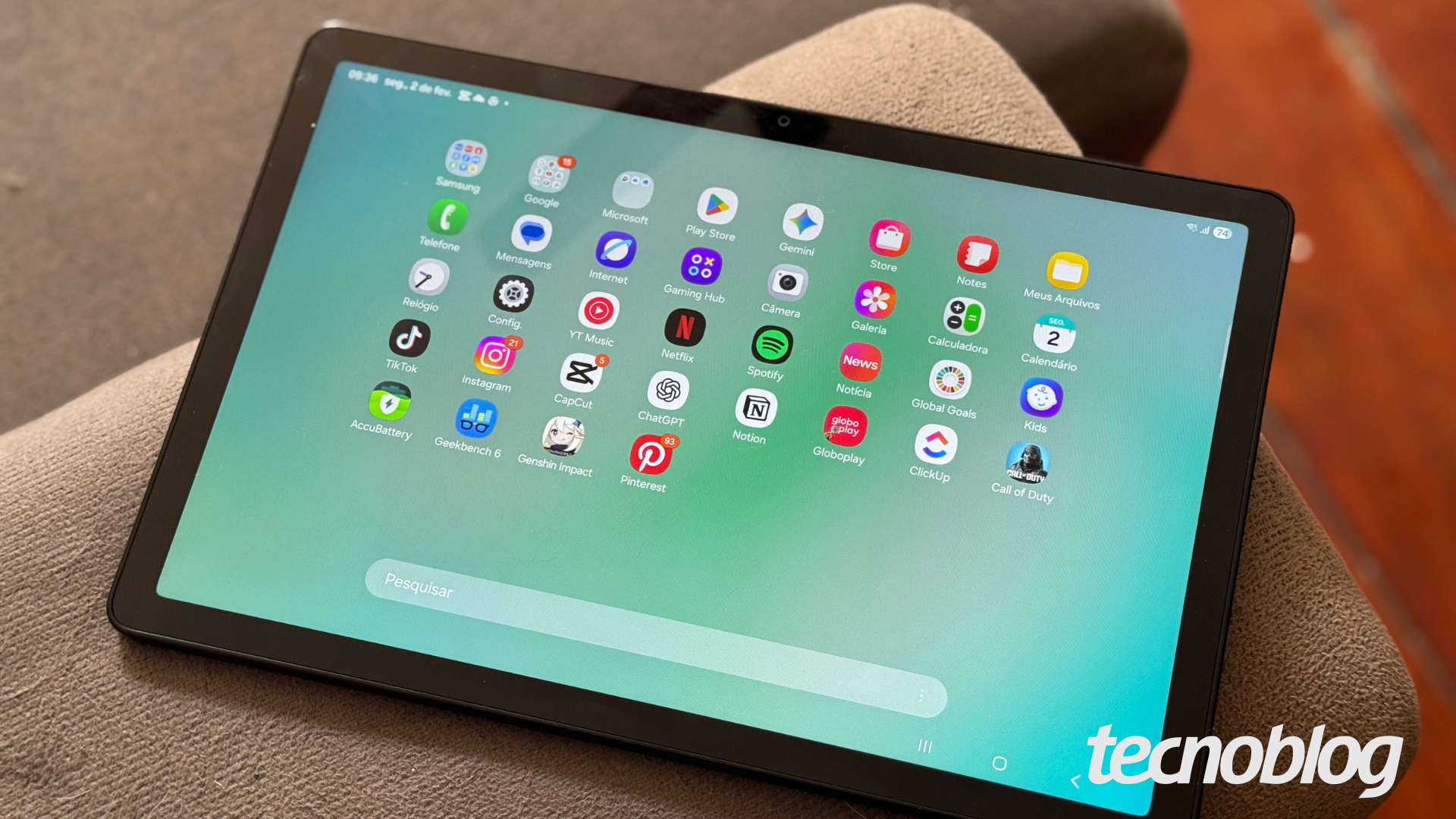 Bandeja de aplicativos no Galaxy Tab A11 Plus com Android 16 e One UI 8