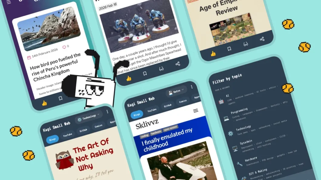 Plataforma Small Web, da Kagi, re&uacute;ne sites autorais e permite descoberta por categorias.