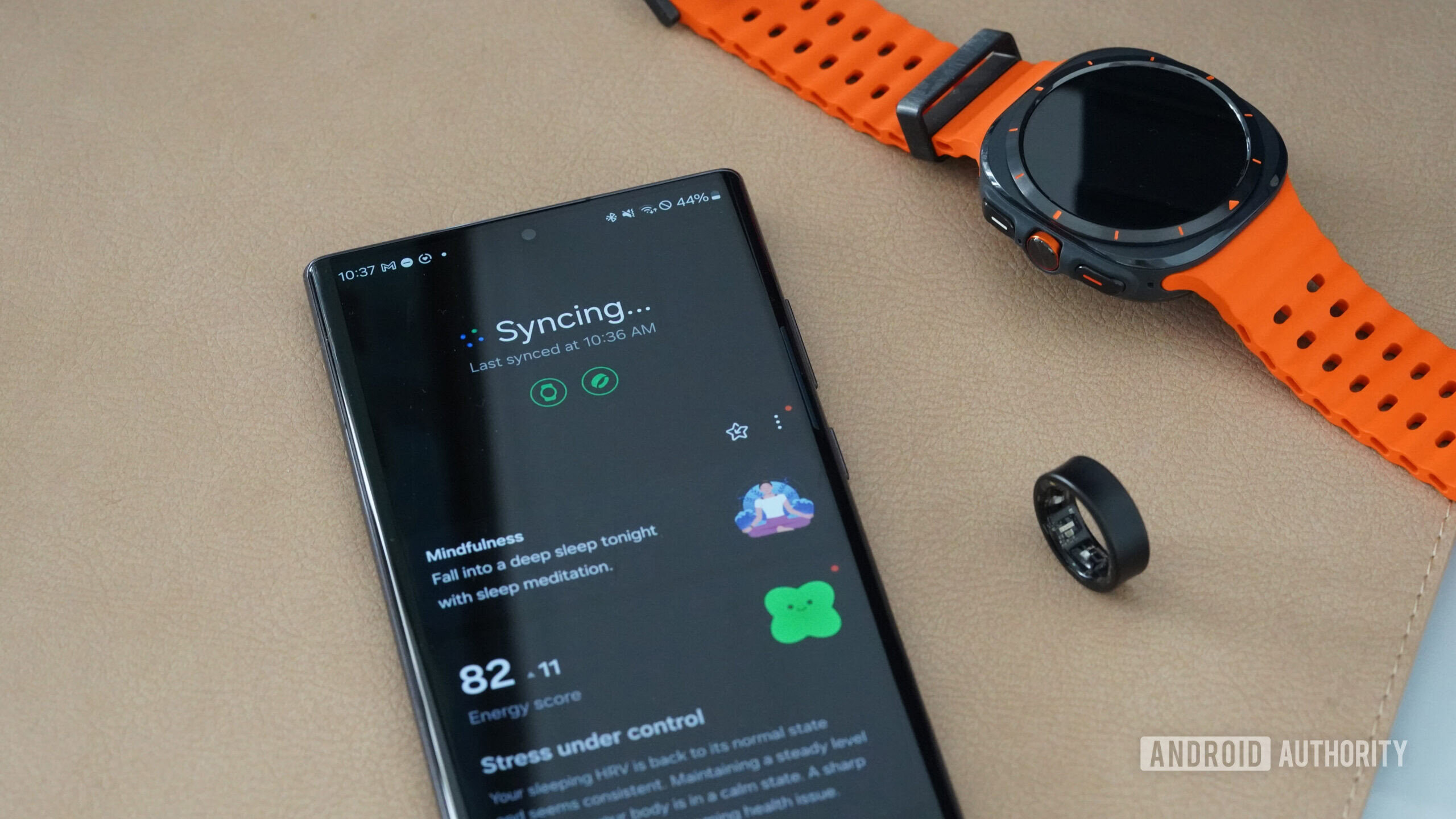 Os dados do Galaxy Watch Ultra e Galaxy Ring s&atilde;o sincronizados no aplicativo Samsung Health.