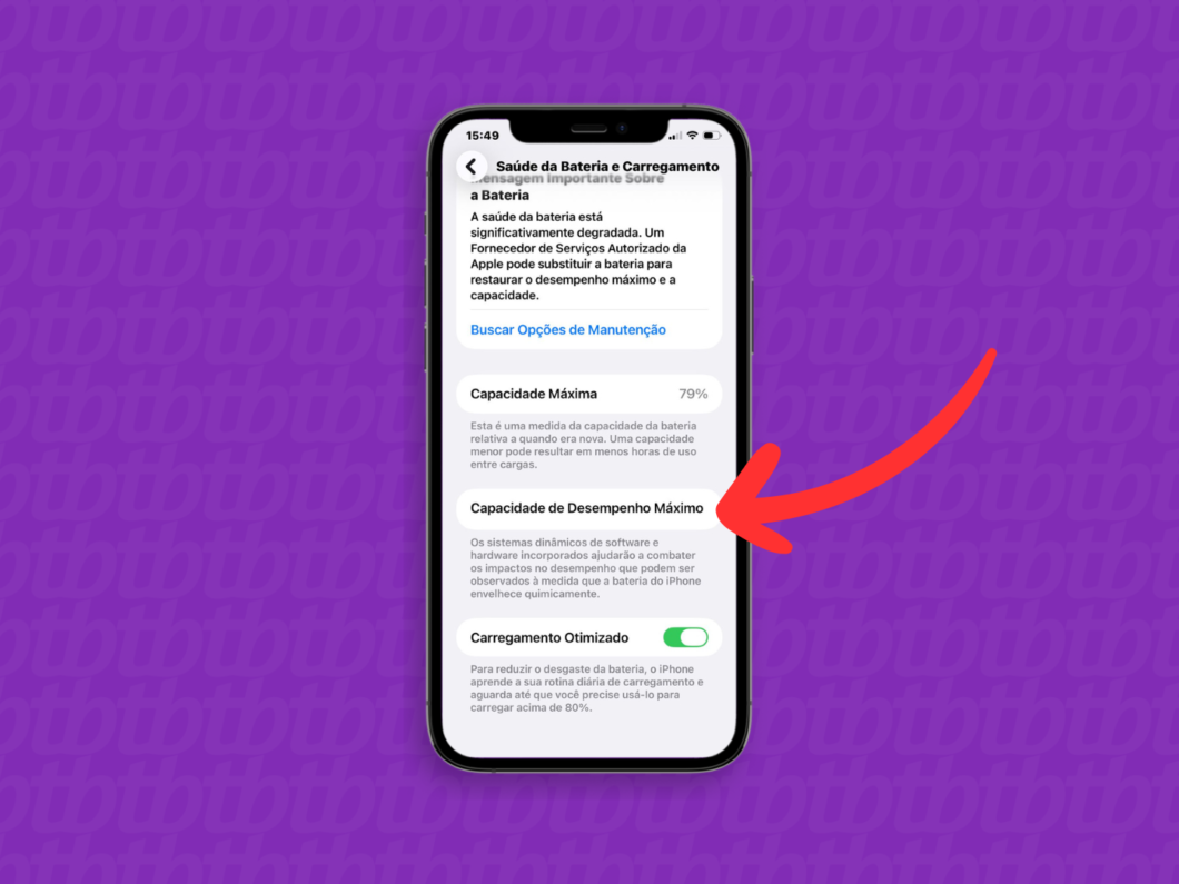 A &ldquo;Capacidade M&aacute;xima&rdquo; mede a porcentagem de reten&ccedil;&atilde;o de carga atual em rela&ccedil;&atilde;o ao estado original de f&aacute;brica
