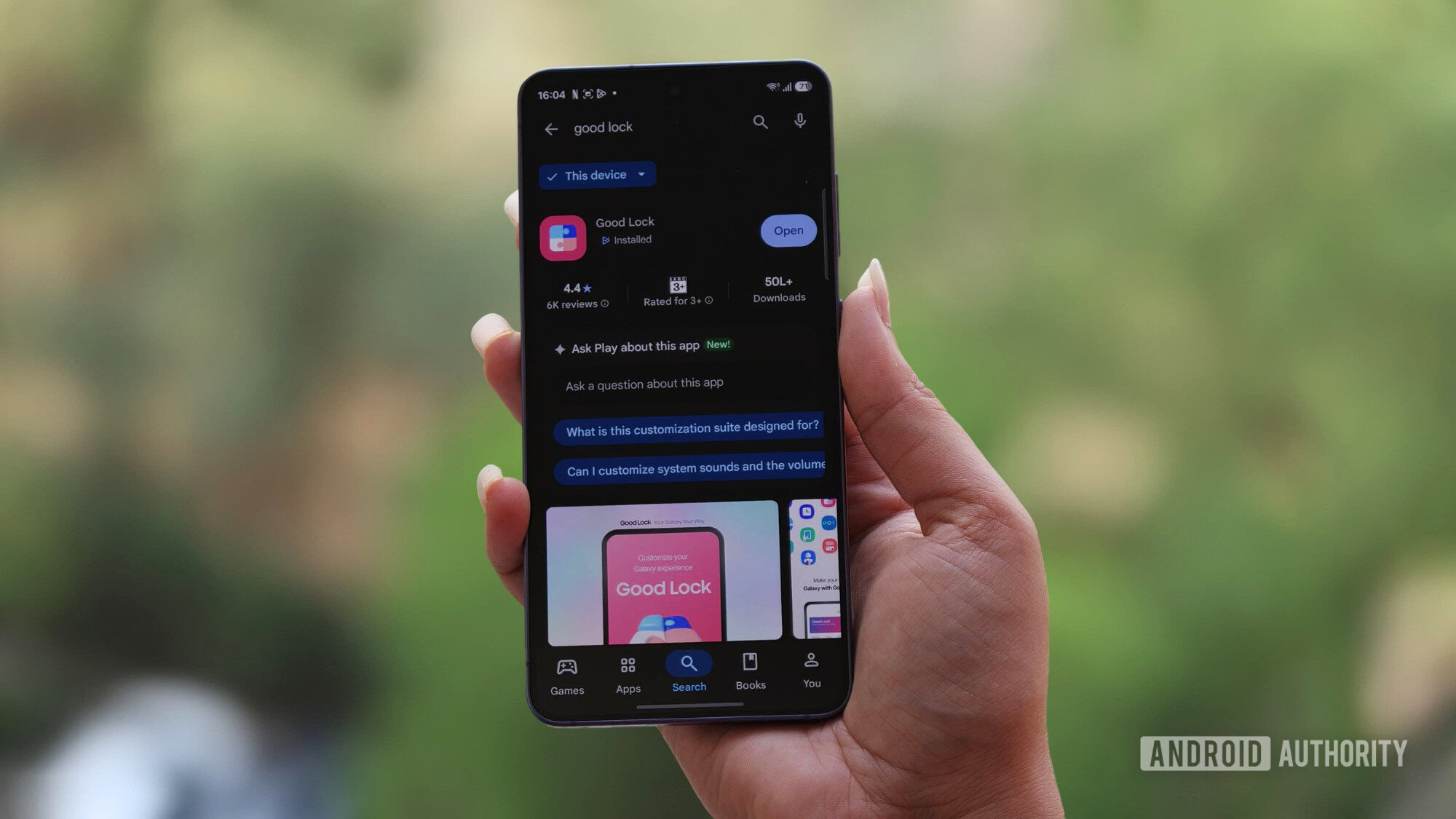 Aplicativo Good Lock aberto na Google Play Store