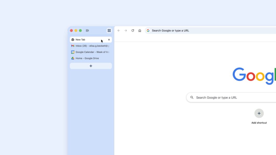Coluna de abas verticais no Chrome para desktops 