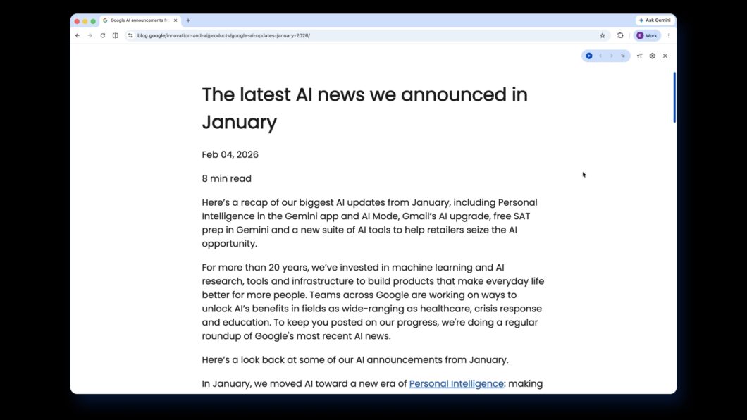 Modo de leitura no Chrome