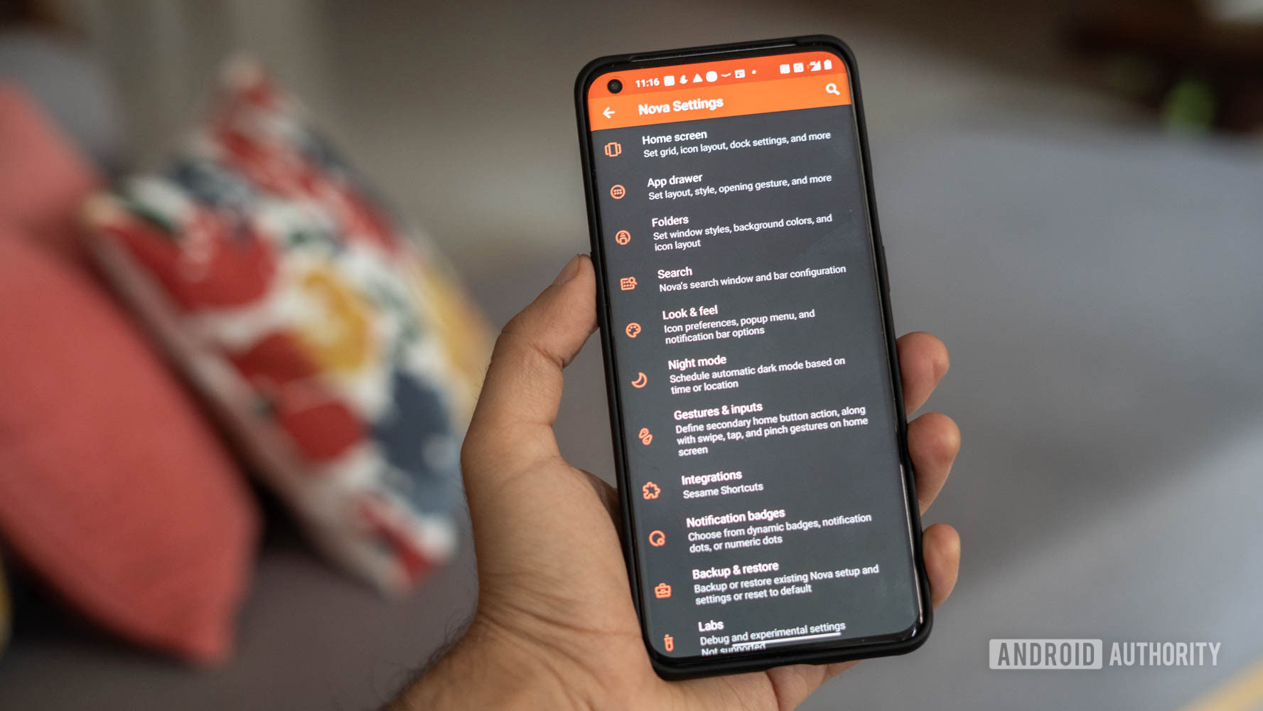 Nova Launcher mostrando a p&aacute;gina de configura&ccedil;&otilde;es