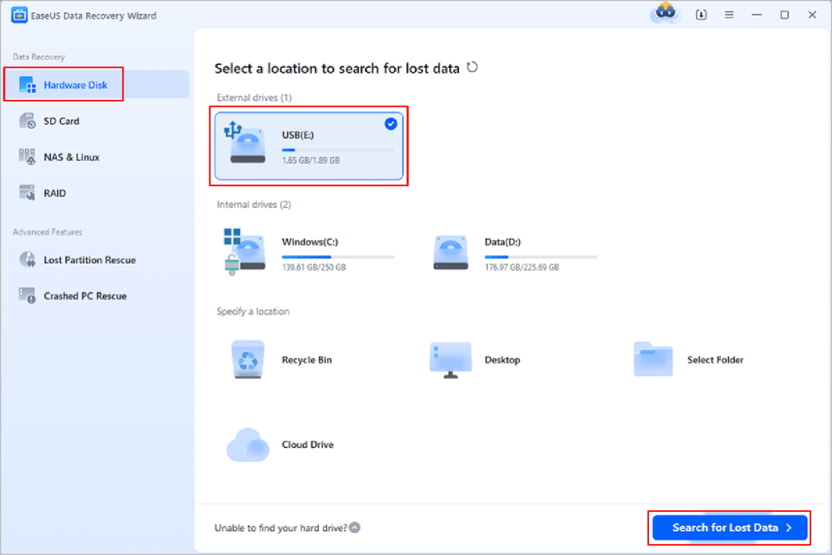 recover usb flash drive step1