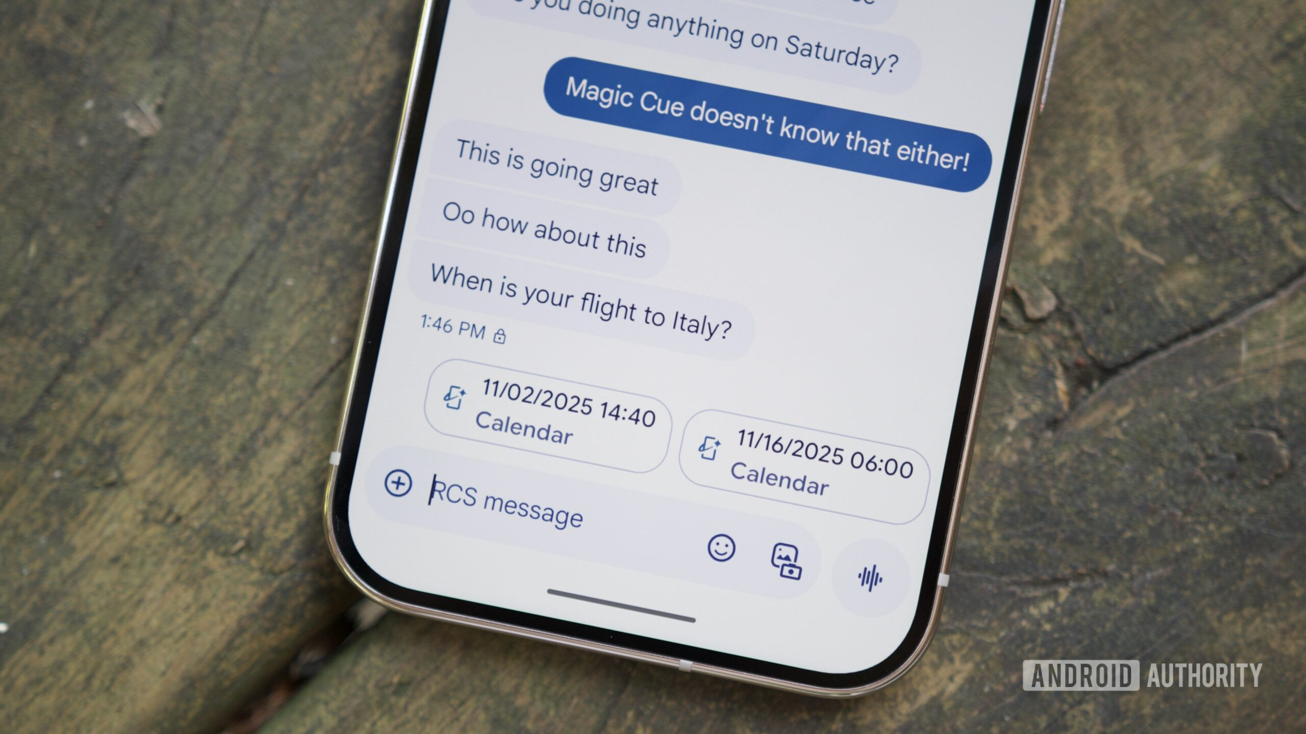 Um prompt Magic Cue no aplicativo Google Messages.