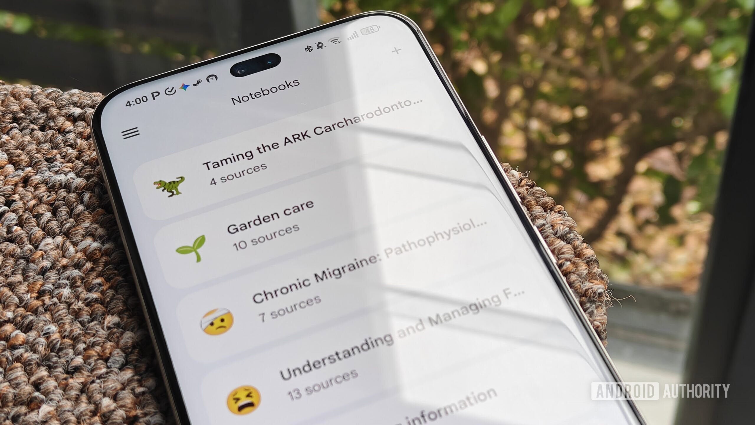 o recurso de notebooks no aplicativo Gemini