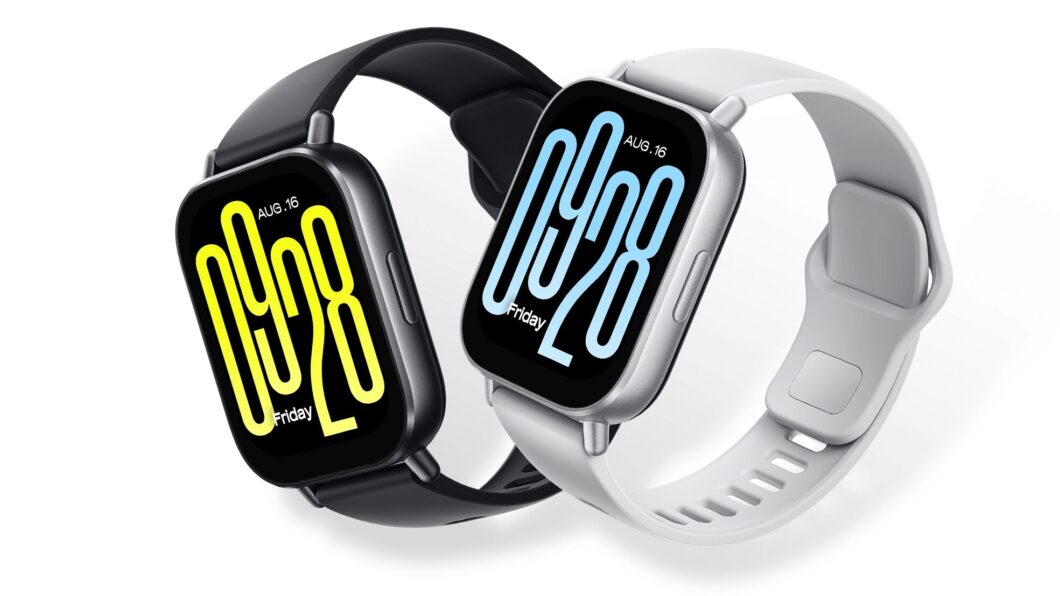 Rel&oacute;gios Redmi Watch 5 Active preto e prata, quadrados, com visor colorido