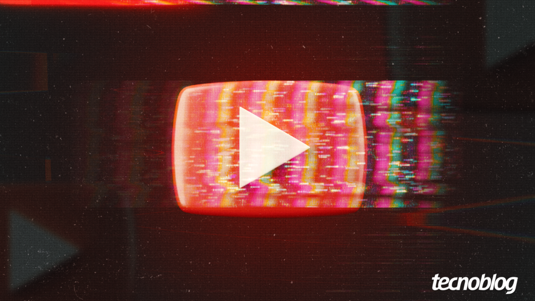 Logo do youtube com efeito de glitch