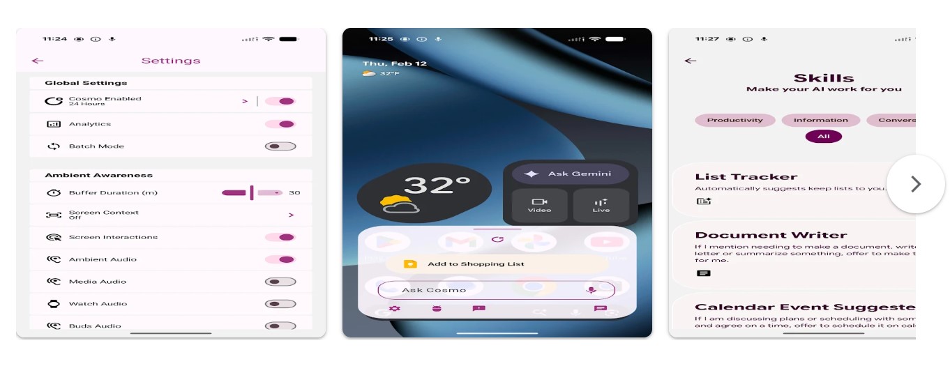 telas da cosmo play store