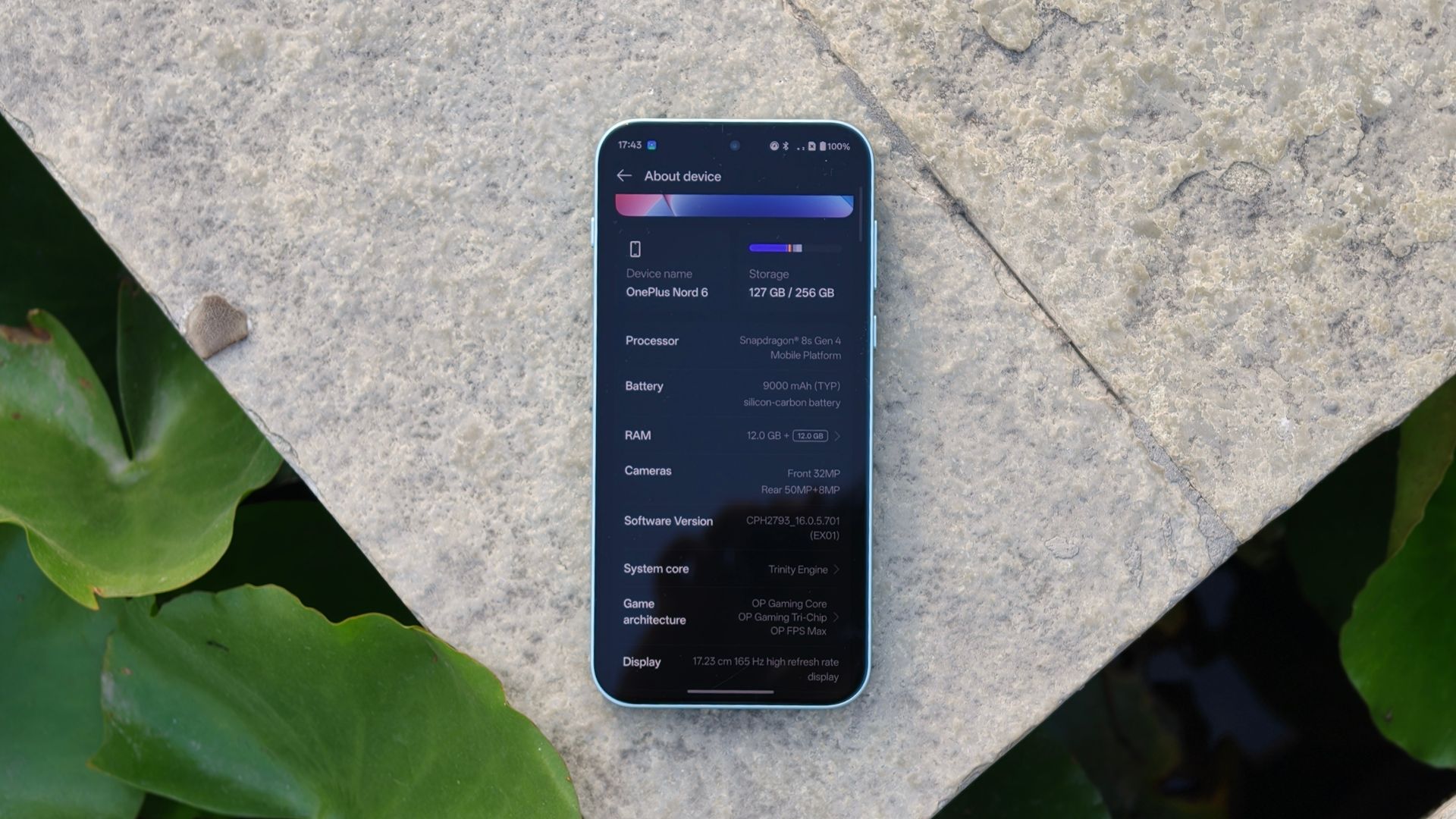 Sobre a página do dispositivo aberta no OnePlus Nord 6
