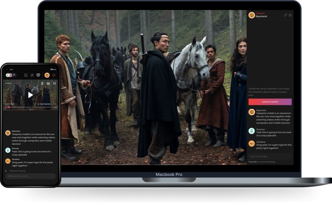 Interface do Teleparty, serviço para assistir filme com amigos online