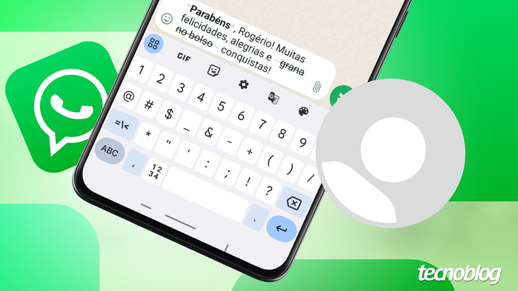 Rascunho com texto editado no WhatsApp exibido em smartphone
