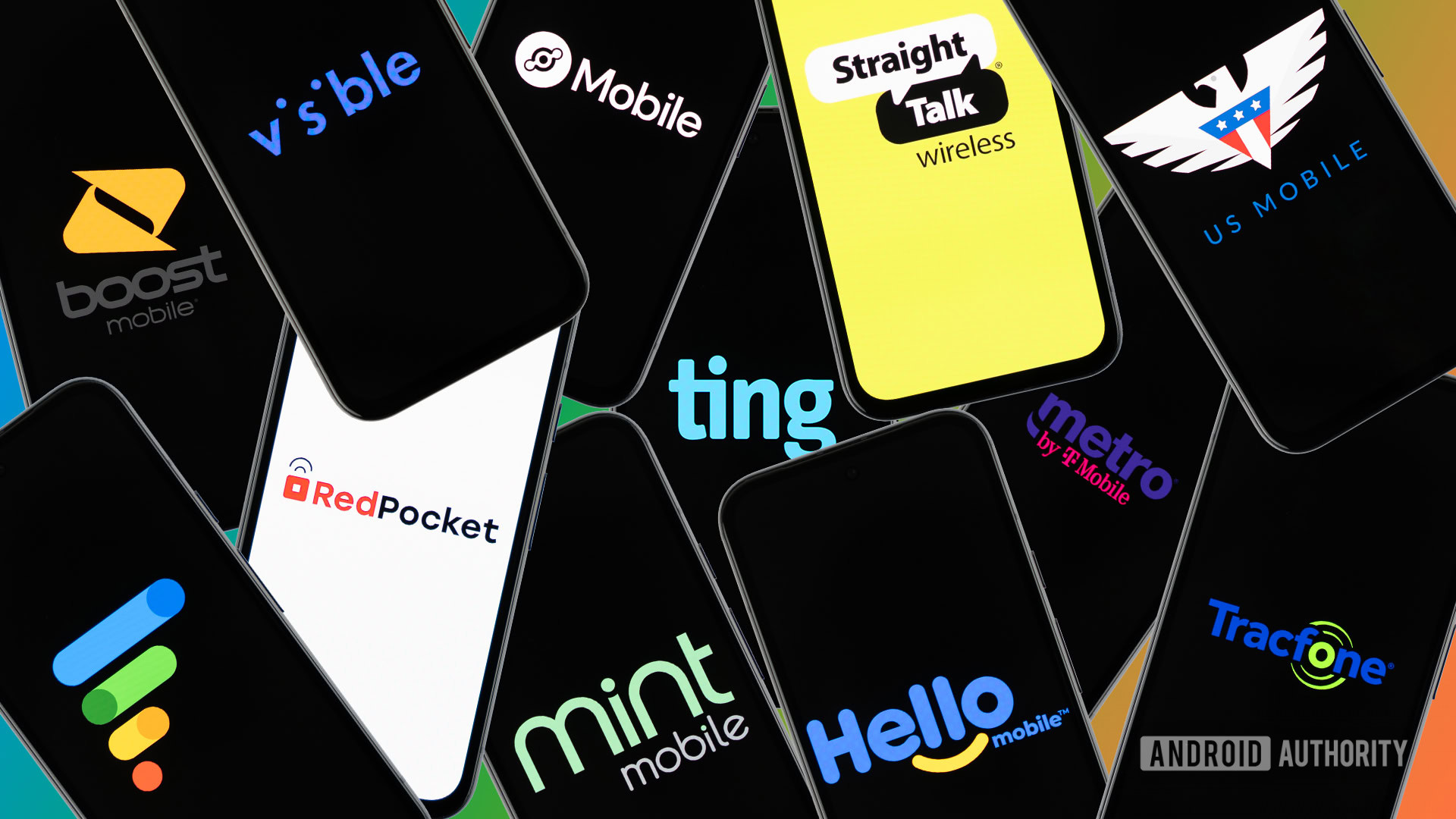 Logotipos da operadora MVNO em smartphones Foto Premium