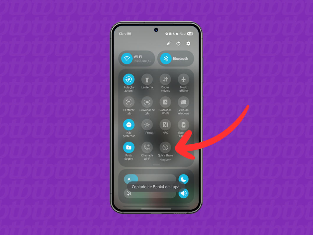 Abrindo o Quick Share no celular Android