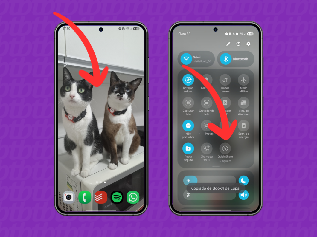 Abrindo o Quick Share no smartphone "remetente"