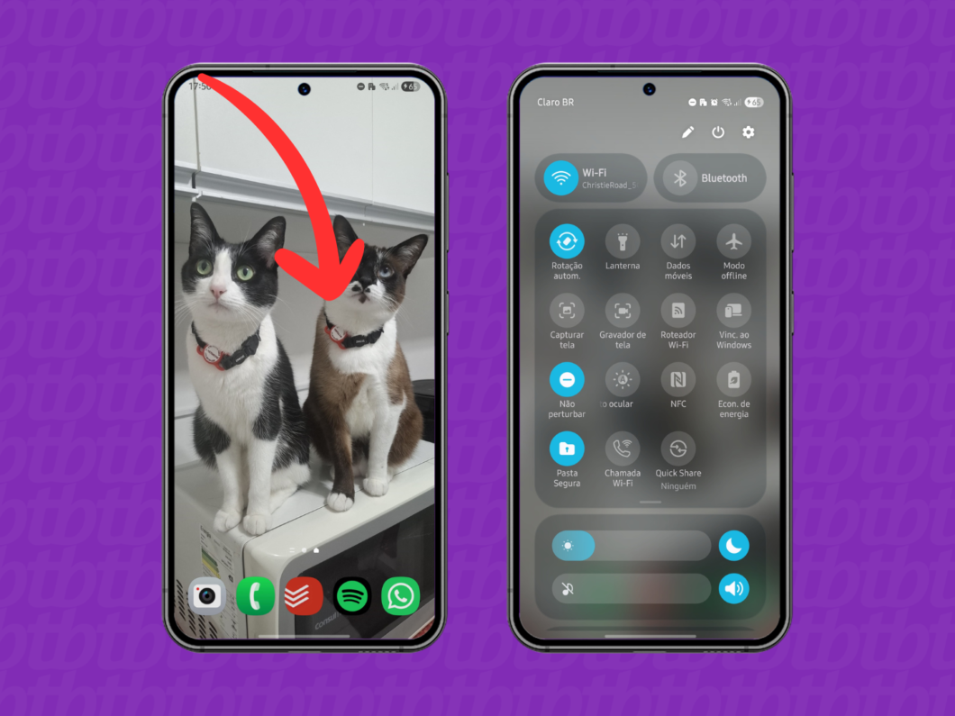 Acessando o menu rápido de configurações do Android