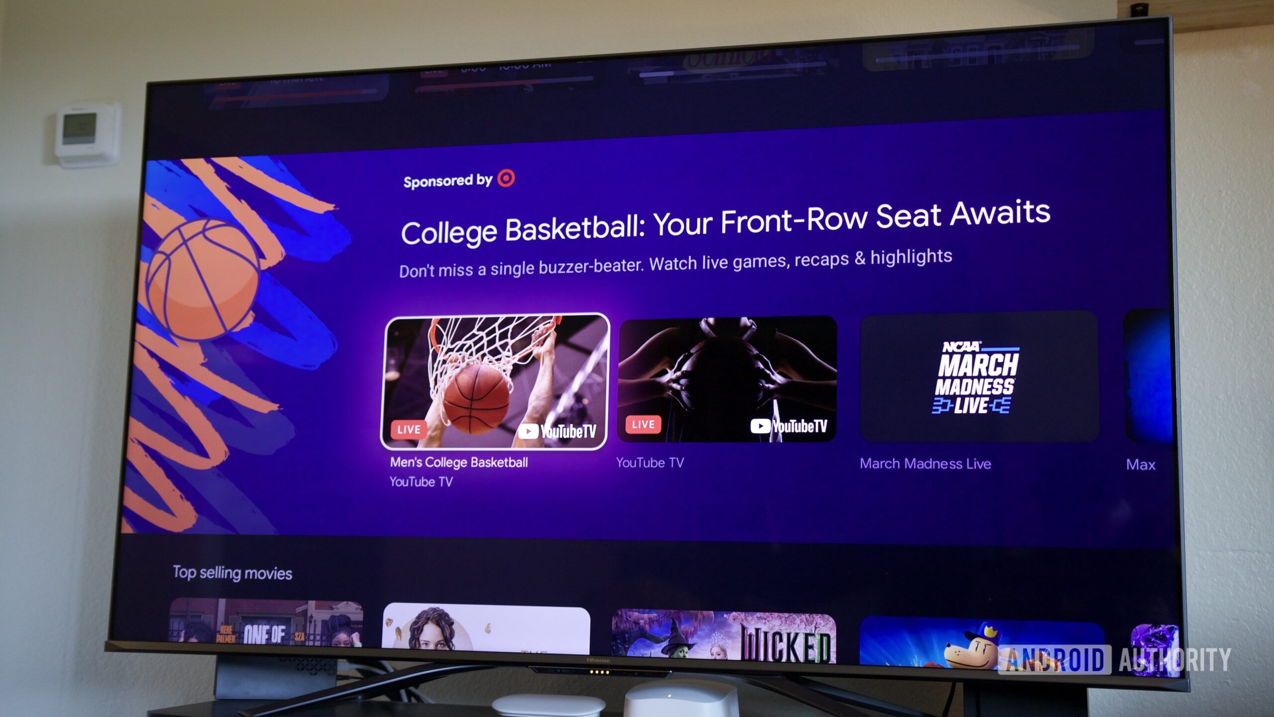 Vídeos patrocinados pela Target no Google TV Streamer.