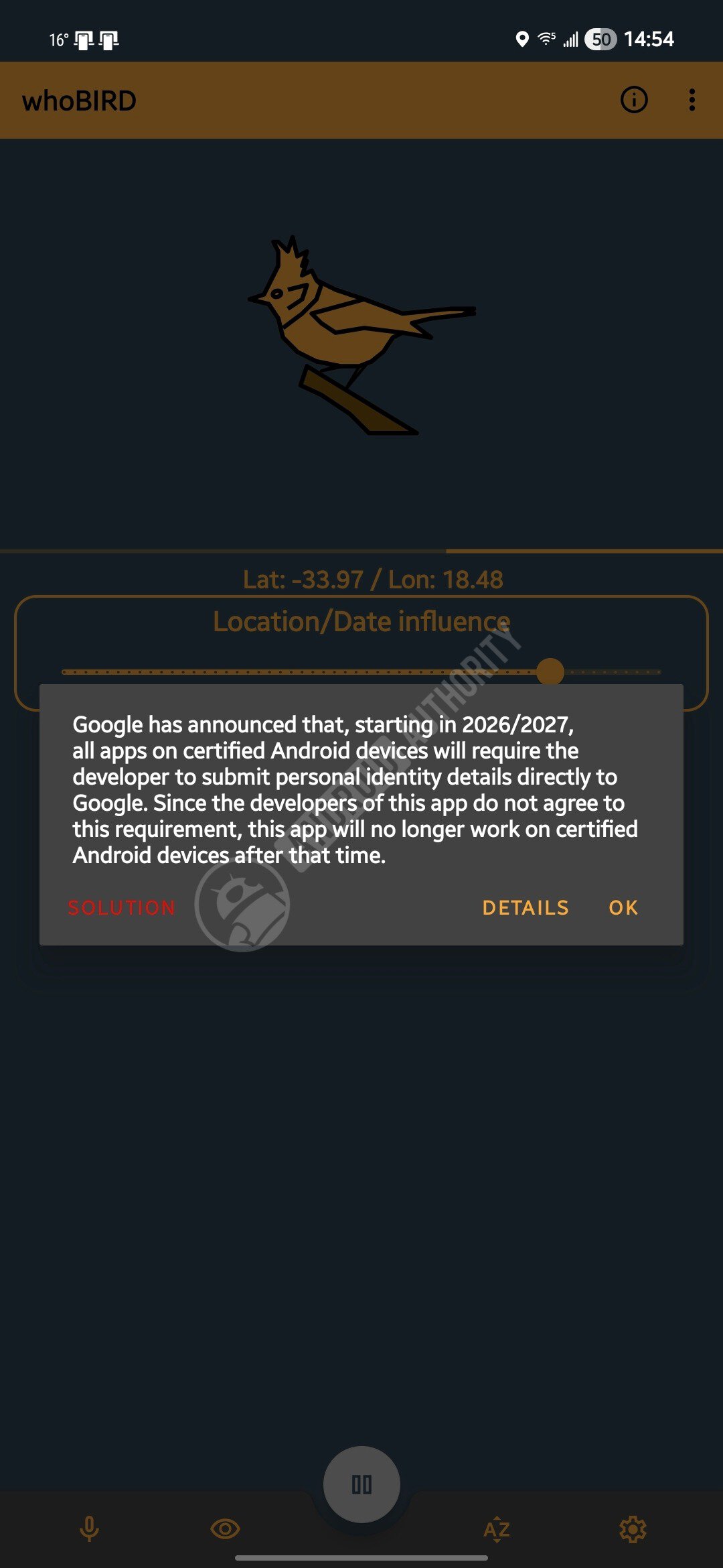 aviso de sideload do whobird com marca d'água
