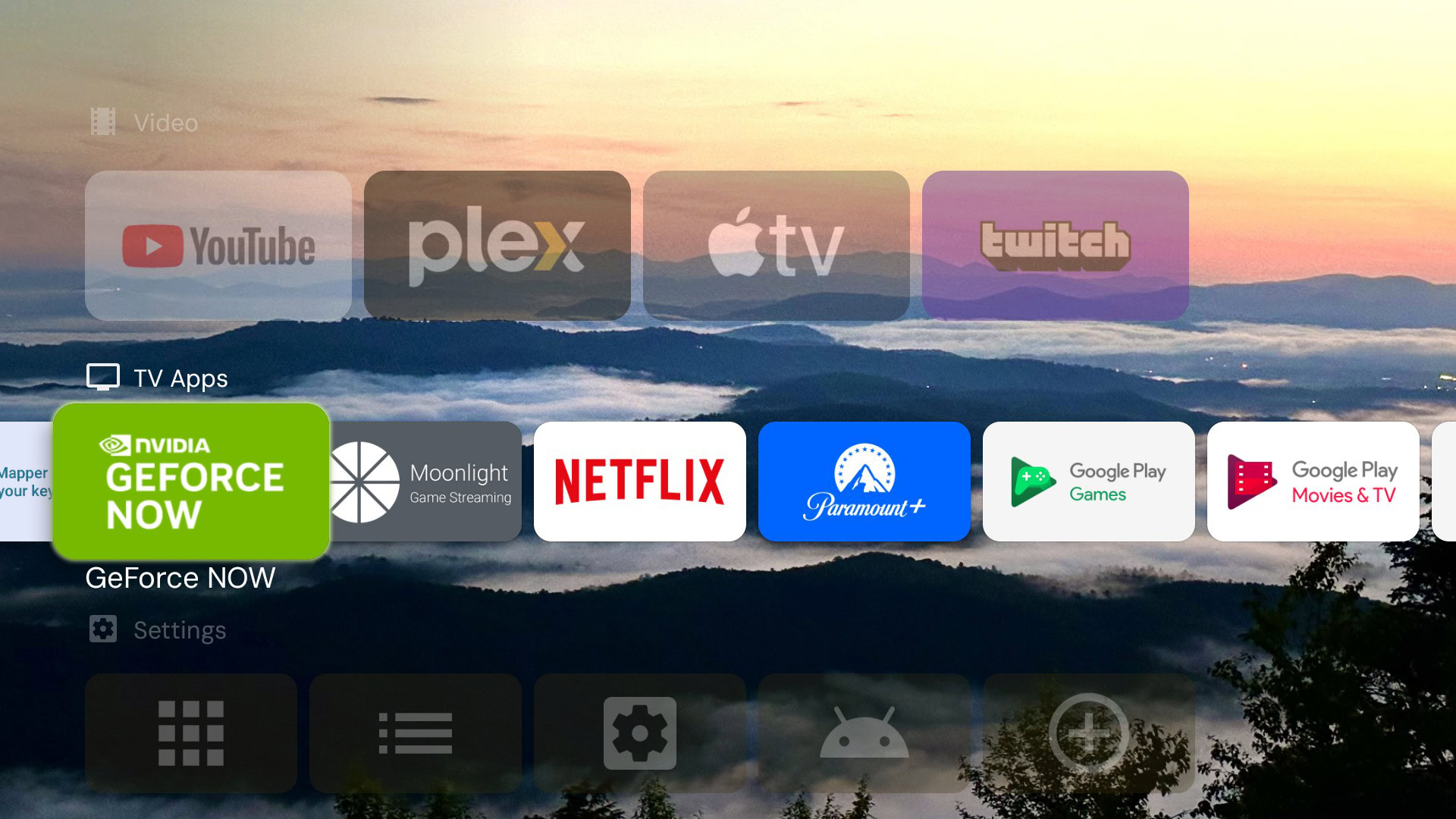 lista de aplicativos da tela inicial do projectivy launcher