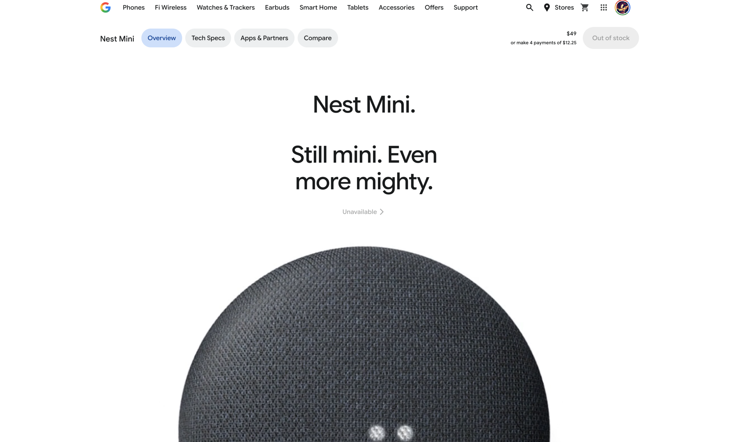 Nest Mini esgotado